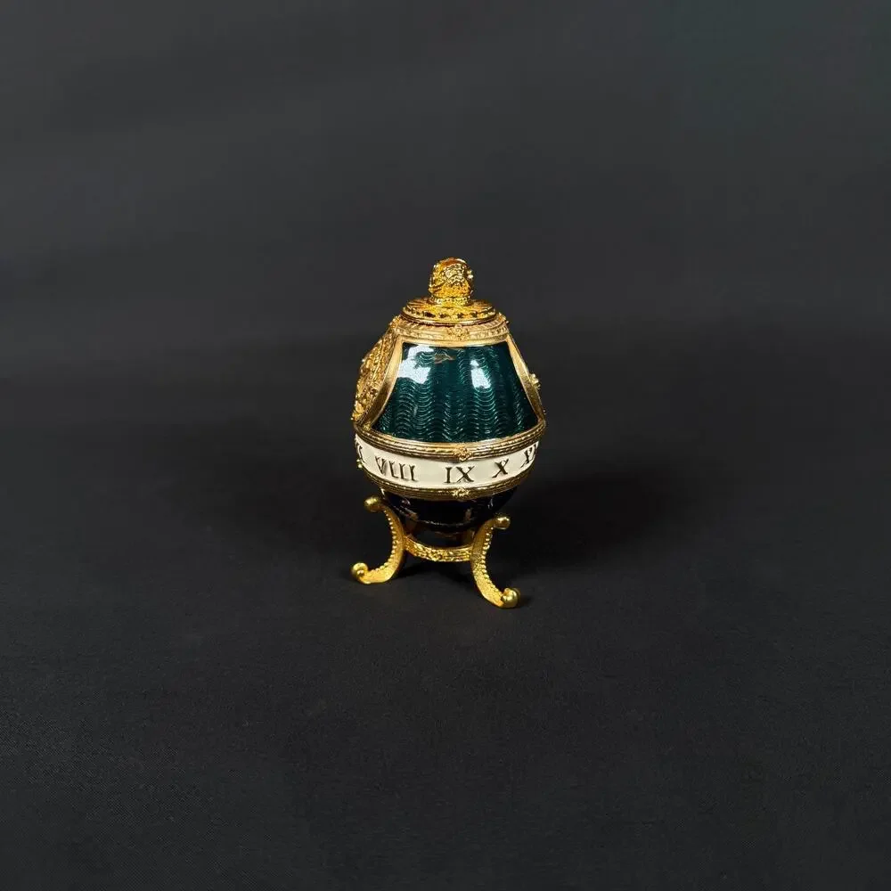 Joan Rivers Imperial Treasures Timepiece Clock Green Egg Enamel 3